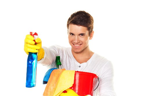 Local cleaning team working in a Brentford apartment with access challenges